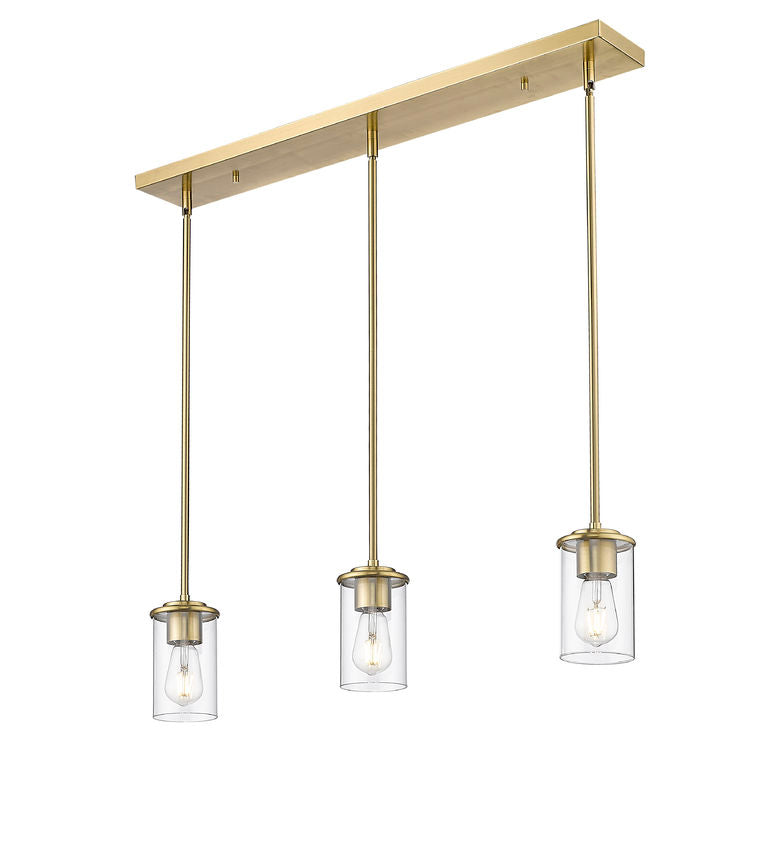 Z-Lite Thayer 5" 3-Light Luxe Gold Steel and Clear Glass Shade Pendant Light
