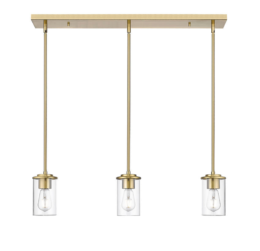 Z-Lite Thayer 5" 3-Light Luxe Gold Steel and Clear Glass Shade Pendant Light