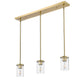 Z-Lite Thayer 5" 3-Light Luxe Gold Steel and Clear Glass Shade Pendant Light