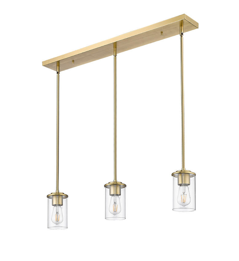 Z-Lite Thayer 5" 3-Light Luxe Gold Steel and Clear Glass Shade Pendant Light