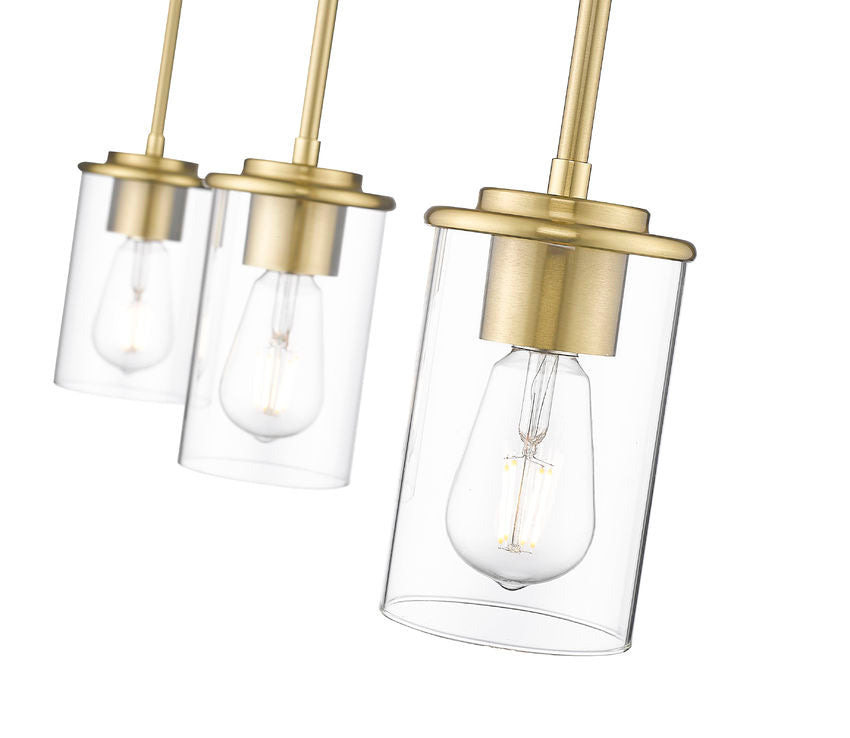 Z-Lite Thayer 5" 3-Light Luxe Gold Steel and Clear Glass Shade Pendant Light