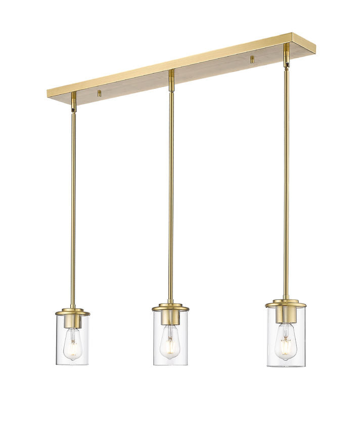 Z-Lite Thayer 5" 3-Light Luxe Gold Steel and Clear Glass Shade Pendant Light