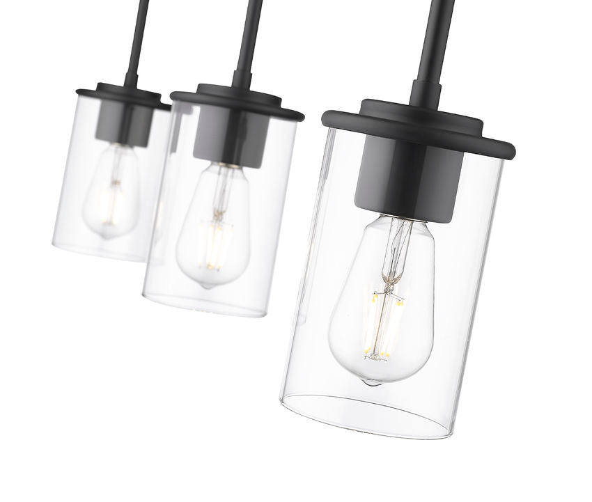 Z-Lite Thayer 5" 3-Light Matte Black Steel and Clear Glass Shade Pendant Light