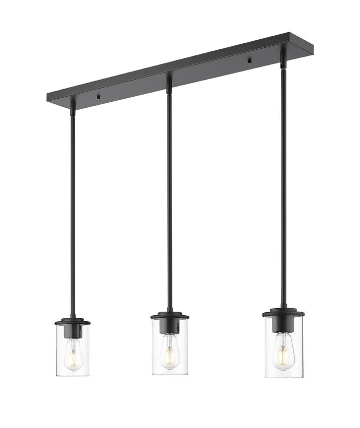 Z-Lite Thayer 5" 3-Light Matte Black Steel and Clear Glass Shade Pendant Light