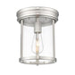 Z-Lite Thayer 9" 1-Light Brushed Nickel Steel and Clear Glass Shade Flush Mount Lighting