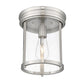 Z-Lite Thayer 9" 1-Light Brushed Nickel Steel and Clear Glass Shade Flush Mount Lighting