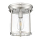 Z-Lite Thayer 9" 1-Light Brushed Nickel Steel and Clear Glass Shade Flush Mount Lighting