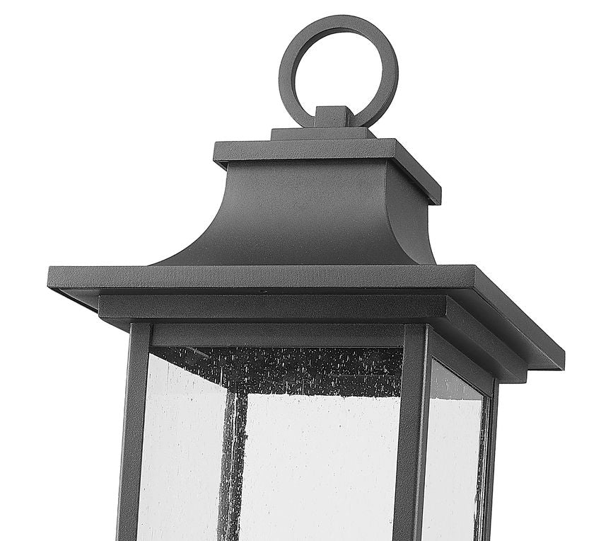 Z-Lite Tiberius 5017PHBS-BK 4-Light Candelabra Base Black Aluminum Clear Seedy Glass Shade Outdoor Post Mount Fixture
