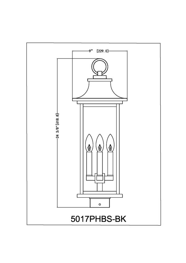 Z-Lite Tiberius 5017PHBS-BK 4-Light Candelabra Base Black Aluminum Clear Seedy Glass Shade Outdoor Post Mount Fixture