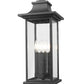 Z-Lite Tiberius 5017PHBS-BK 4-Light Candelabra Base Black Aluminum Clear Seedy Glass Shade Outdoor Post Mount Fixture