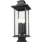 Z-Lite Tiberius 5017PHBS-SQPM-BK 4-Light Candelabra Base Black Aluminum Clear Seedy Glass Shade Outdoor Pier Mounted Fixture