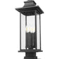 Z-Lite Tiberius 5017PHBS-SQPM-BK 4-Light Candelabra Base Black Aluminum Clear Seedy Glass Shade Outdoor Pier Mounted Fixture