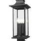 Z-Lite Tiberius 5017PHBS-SQPM-BK 4-Light Candelabra Base Black Aluminum Clear Seedy Glass Shade Outdoor Pier Mounted Fixture