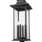 Z-Lite Tiberius 5017PHXLR-533PM-BK 6-Light Candelabra Base Black Aluminum Clear Seedy Glass Shade Outdoor Pier Mounted Fixture