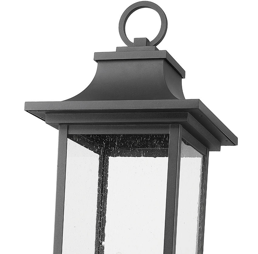 Z-Lite Tiberius 5017PHXLR-BK 6-Light Candelabra Base Black Aluminum Clear Seedy Glass Shade Outdoor Post Mount Fixture