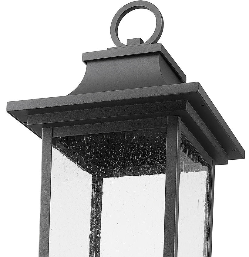 Z-Lite Tiberius 5017PHXLS-BK 6-Light Candelabra Base Black Aluminum Clear Seedy Glass Shade Outdoor Post Mount Fixture