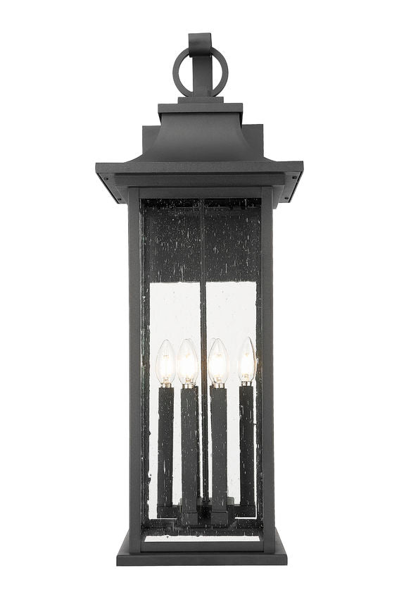 Z-Lite Tiberius 5017XL-BK 6-Light Candelabra Base Black Aluminum Clear Seedy Glass Shade Outdoor Wall Light