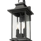 Z-Lite Tiberius 9" 2-Light Candelabra Base Black Aluminum Clear Seedy Glass Shade Outdoor Wall Light