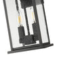 Z-Lite Tiberius 9" 2-Light Candelabra Base Black Aluminum Clear Seedy Glass Shade Outdoor Wall Light