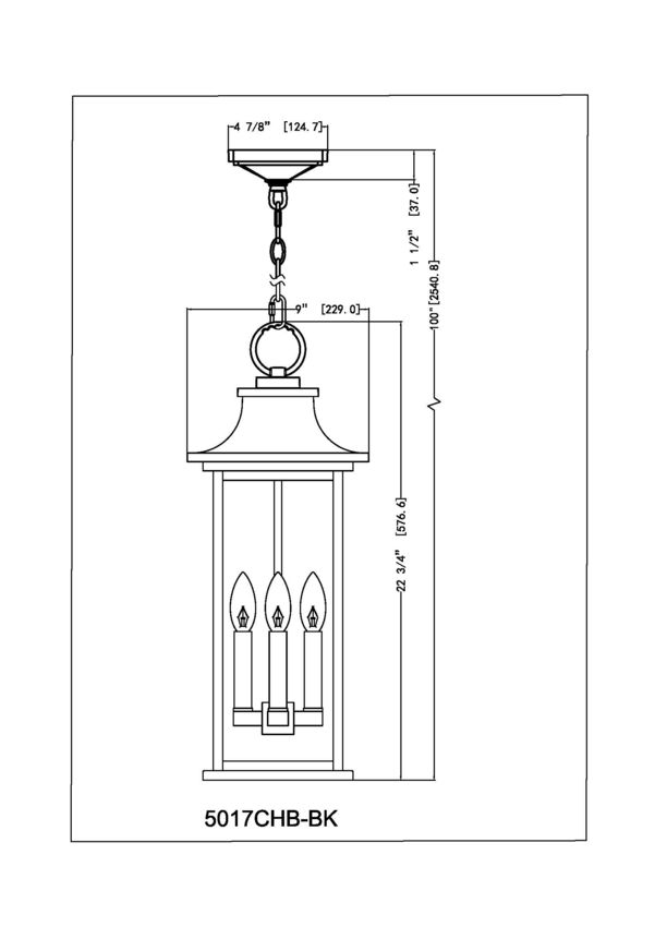 Z-Lite Tiberius 9" 4-Light Candelabra Base Black Aluminum Clear Seedy Glass Shade Outdoor Chain Mount Ceiling Fixture