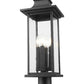 Z-Lite Tiberius 9" 4-Light Candelabra Base Black Aluminum Clear Seedy Glass Shade Outdoor Pier Mounted Fixture