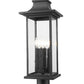 Z-Lite Tiberius 9" 4-Light Candelabra Base Black Aluminum Clear Seedy Glass Shade Outdoor Pier Mounted Fixture