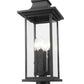 Z-Lite Tiberius 9" 4-Light Candelabra Base Black Aluminum Clear Seedy Glass Shade Outdoor Post Mount Fixture