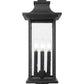 Z-Lite Tiberius 9" 4-Light Candelabra Base Black Aluminum Clear Seedy Glass Shade Outdoor Post Mount Fixture