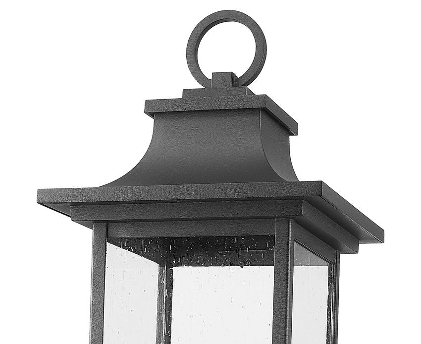 Z-Lite Tiberius 9" 4-Light Candelabra Base Black Aluminum Clear Seedy Glass Shade Outdoor Post Mount Fixture