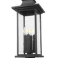 Z-Lite Tiberius 9" 4-Light Candelabra Base Black Aluminum Clear Seedy Glass Shade Outdoor Post Mount Fixture