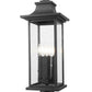 Z-Lite Tiberius 9" 4-Light Candelabra Base Black Aluminum Clear Seedy Glass Shade Outdoor Post Mount Fixture