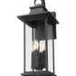 Z-Lite Tiberius 9" 4-Light Candelabra Base Black Aluminum Clear Seedy Glass Shade Outdoor Wall Light