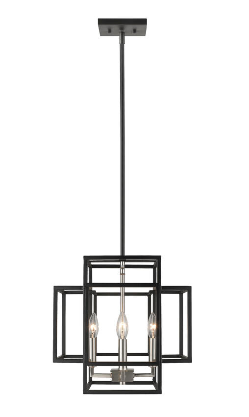Z-Lite Titania 14" 4-Light Black and Brushed Nickel Steel Pendant Light