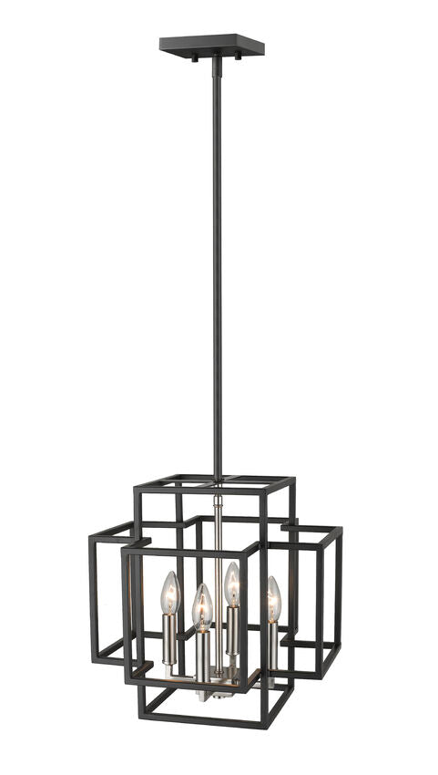 Z-Lite Titania 14" 4-Light Black and Brushed Nickel Steel Pendant Light