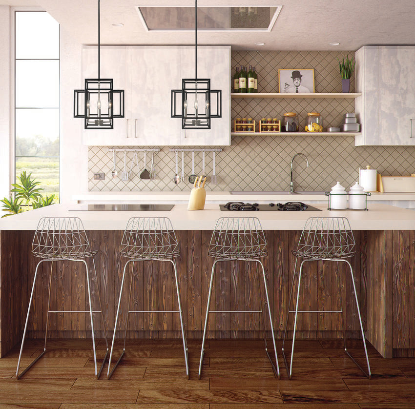 Z-Lite Titania 14" 4-Light Black and Brushed Nickel Steel Pendant Light