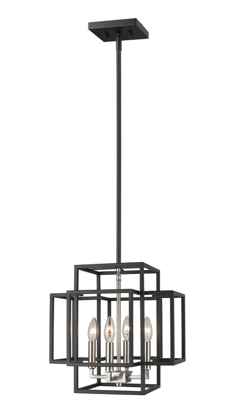 Z-Lite Titania 14" 4-Light Black and Brushed Nickel Steel Pendant Light