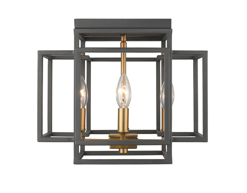 Z-Lite Titania 14" 4-Light Bronze and Olde Brass Steel Flush Mount Lighting