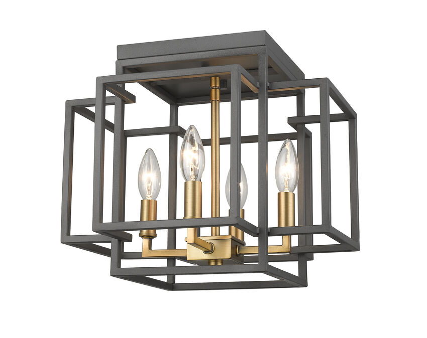 Z-Lite Titania 14" 4-Light Bronze and Olde Brass Steel Flush Mount Lighting