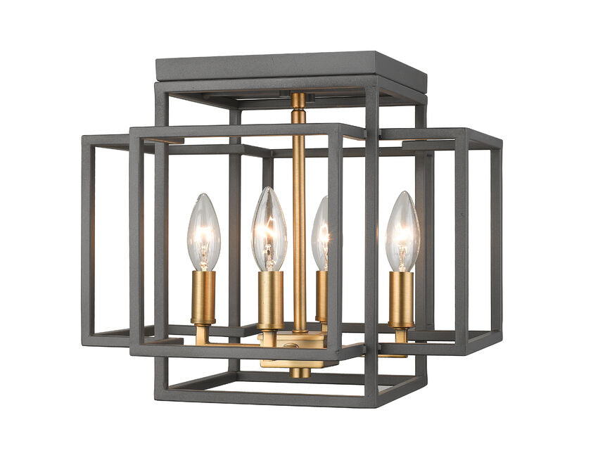 Z-Lite Titania 14" 4-Light Bronze and Olde Brass Steel Flush Mount Lighting