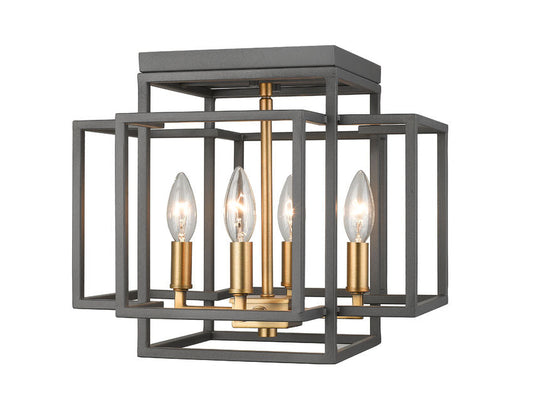 Z-Lite Titania 14" 4-Light Bronze and Olde Brass Steel Flush Mount Lighting