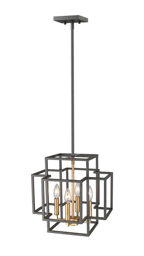 Z-Lite Titania 14" 4-Light Bronze and Olde Brass Steel Pendant Light