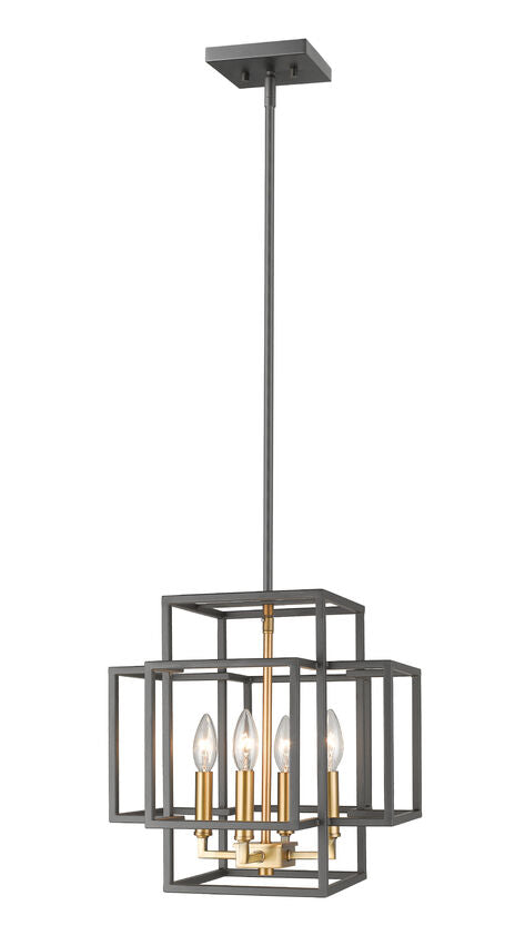 Z-Lite Titania 14" 4-Light Bronze and Olde Brass Steel Pendant Light