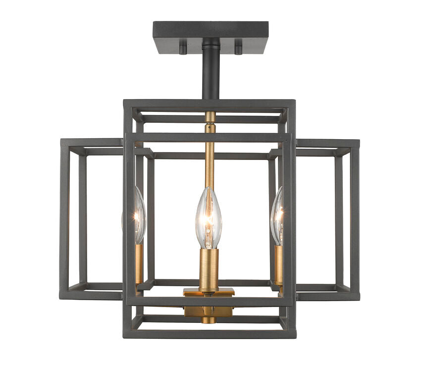 Z-Lite Titania 14" 4-Light Bronze and Olde Brass Steel Semi Flush Mount