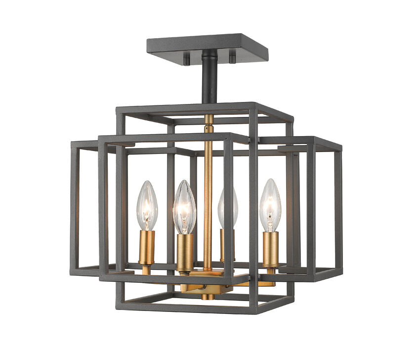 Z-Lite Titania 14" 4-Light Bronze and Olde Brass Steel Semi Flush Mount