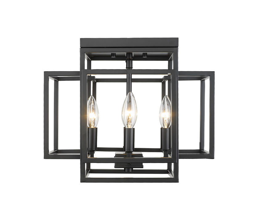 Z-Lite Titania 14" 4-Light Matte Black Steel Flush Mount Lighting