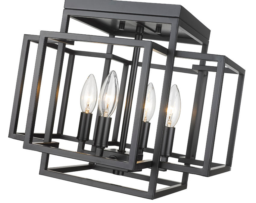 Z-Lite Titania 14" 4-Light Matte Black Steel Flush Mount Lighting