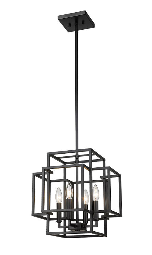 Z-Lite Titania 14" 4-Light Matte Black Steel Pendant Light