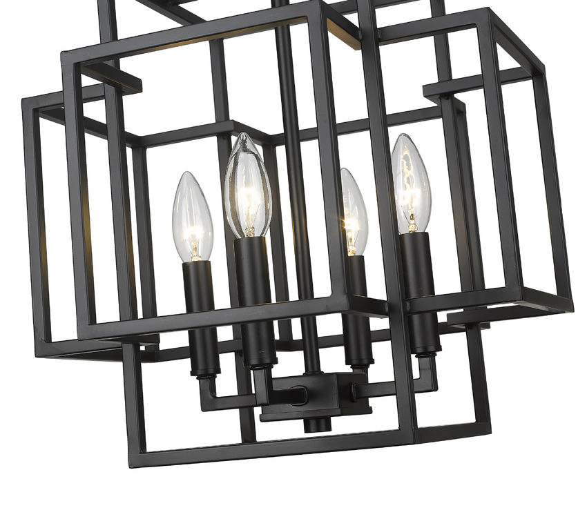 Z-Lite Titania 14" 4-Light Matte Black Steel Pendant Light