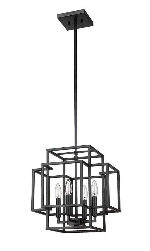 Z-Lite Titania 14" 4-Light Matte Black Steel Pendant Light