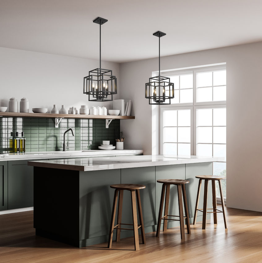 Z-Lite Titania 14" 4-Light Matte Black Steel Pendant Light
